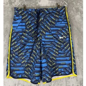 Nike Men's Swim Trunks Shorts Blue Geometric Print‎ Size M Athletic